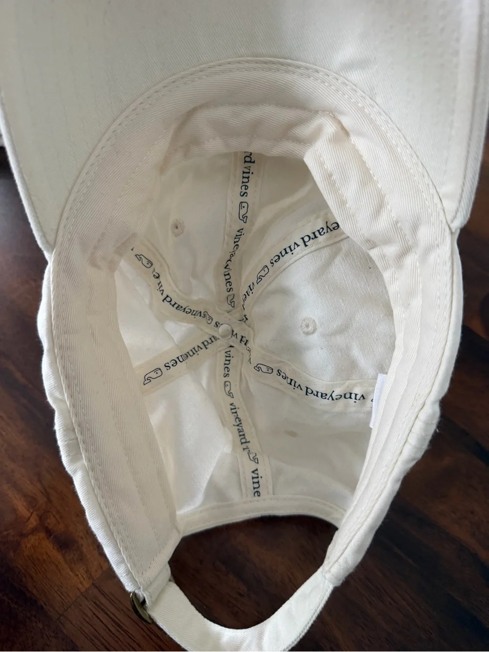 Vineyard Vines Cream Cap with Navy Whale Embroidery